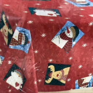 NUOVA Tovaglia Natalizia Vintage JC Penney Rosso Pupazzo di Neve Babbo Natale Renna 60" x 84" - Foto 1 di 6