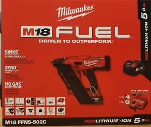 Milwaukee M18 FFNS-502C Fuel Battery Nailer Set. BNIB