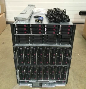 HP C7000 G2 16x HP BL460c G6 128-Cores 1024GB 1TB RAM 27.6TB 4Gbit SAN Solution - Picture 1 of 5