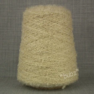 WEICHES MOHAIR LOOP GARN ELFENBEIN 400g KEGELPUDEL DOPPELSTRICKEN DK WOLLE ECRU CREME - Bild 1 von 3