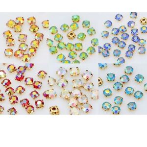 Crystal Glass Flatback Rhinestone Beads Sew On Sewing Crafts Womens Clothes Bead