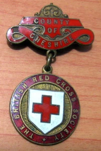 SOCIEDAD DE LA CRUZ ROJA BRITÁNICA - INSIGNIA DE ESMALTE VINTAGE DEL CONDADO DE CHESHIRE 1 - Imagen 1 de 2