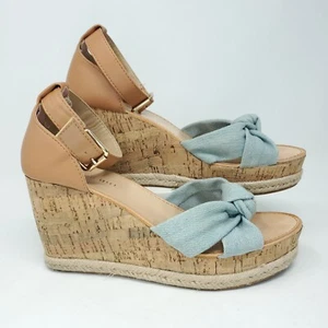 Madden Girl Wedge Cork Platform Sandals Women 9M Shoes Ankle Strap Collette Knot - Picture 1 of 9