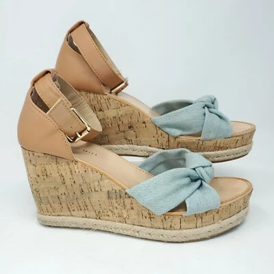 Sandálias plataforma de cortiça Madden Girl anabela sapatos femininos 9M alça no tornozelo nó colette - Imagem 1 de 4