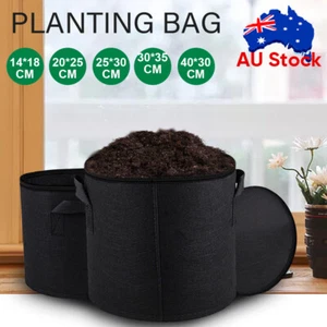 Pack of 10 Fabric Grow Pots Breathable Planter Bags 3/5/7/10 Gallon Bags AU - Picture 1 of 20