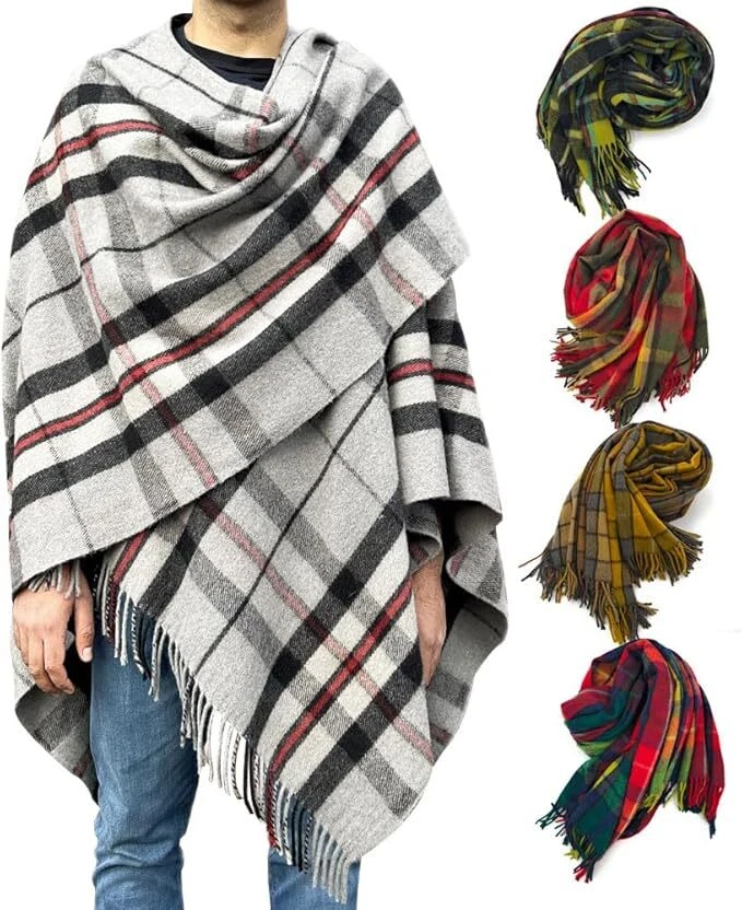 BRAW CLANS TARTANS Mantello 100% lana - poncho coperta - made in Scotland - regalo tartan scozzese