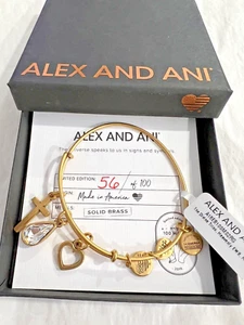 Alex and Ani Heavenly Divine Trios Cuore, Croce, Cristallo Trio ~ Solo 100 Realizzati! - Foto 1 di 2