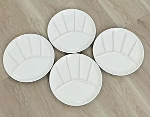 Vintage MCM White Ivory Ceramic Fondue/Sushi Divided Plates SET of 4 Japan- 9" - Picture 1 of 6