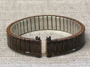 10-13mm Speidel Twist-O-Flex Brown Coating "Croco" Style Stretch Watch Band-NOS - Picture 1 of 5