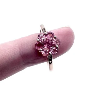 Pink Tourmaline Flower Cluster Rose Gold Over Sterling Silver Ring Size 10 - Picture 1 of 2