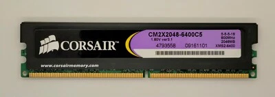 2GB Corsair CM2X2048-6400C5 Gaming RAM XMS2-6400 DDR2-800 1,8V ver 3.1 5-5-5-18 - Image 1 of 2
