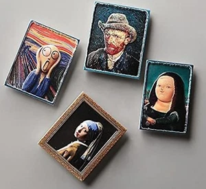 World Famous Paintings 3D Fridge Magnets Artworks Quality Magnet Set 4pc - Picture 1 of 5