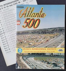 NASCAR Atlanta 500 1974 programa/alineación, Cale Yarborough victoria #21 - Imagen 1 de 17