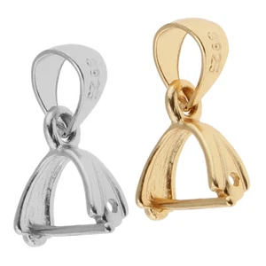 2Pcs 925 Sterling Silver Pendant Bails Pinch Bails Jewelry Findings Pendant - Picture 1 of 22