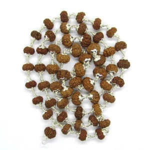 7 Mukhi Rudraksha Mala in Pure Silver / Mahalaxmi Mala in Silver - Lab Certified - Picture 1 of 4