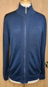 Alaska Airlines Luly Yang Pullover Sweater Full Zip Wool Acrylic Blend Blue Sz M - Picture 1 of 5