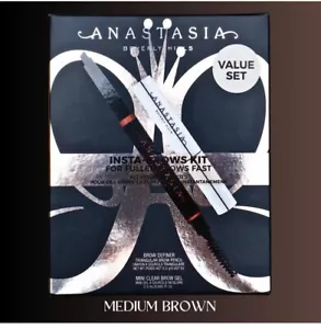 MEDIUM BROWN Anastasia B.H. Insta-Brows Kit Brow Definer & Mini Clear Brow Gel - Picture 1 of 3