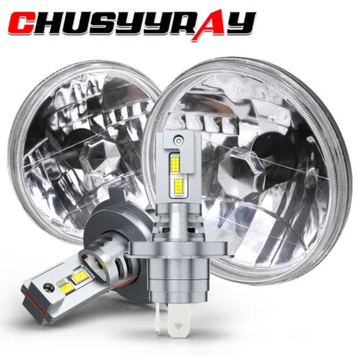 Par de faros LED de carcasa redonda de 7 pulgadas H4 altos bajos para Chevrolet C50 1964-1976 Foto 1 de 4