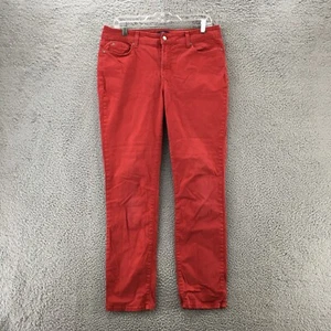 NYDJ Skinny Pants Womens 10 Red Mid Rise 5 Pockets Zip Fly Casual Flat Front - Picture 1 of 16