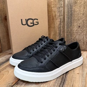 UGG ALAMEDA LACE SNEAKERS WOMENS BLACK LEATHER COMFORT SHOES - Picture 1 of 18