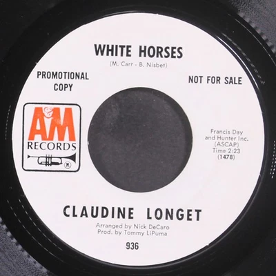 CLAUDINE LONGET: white horses A&M 7" Single 45 RPM - Image 1 of 2