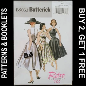 Abito e cintura vintage modello Butterick #B5033 ('52 Repro) taglie 14-20 NON TAGLIATO - Foto 1 di 9