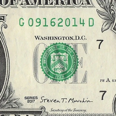 SEP 16 2014 Birthday Fancy Serial Number Date Note One Dollar Bill 09 16 2014 - Image 1 of 4