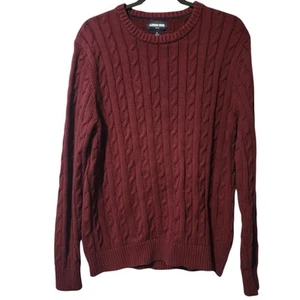 LANDS' END Unisex Burgundy Cable Knit Fisherman Sweater Size Large 42-44 - Picture 1 of 7