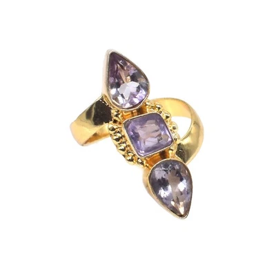 Anel de ametista roxa presente de férias folheado a ouro anel de joias da moda EUA 9,5 F518 - Imagem 1 de 4