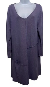 Cut Loose Tunic Dress Womens XL Purple Long Sleeve Cotton Linen Layered Made USA - Picture 1 of 13