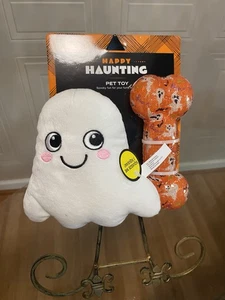 Jmle Tuff Toys Designed Set of 2 Halloween Bone & Ghost 7” Toy Squeaker - Picture 1 of 4