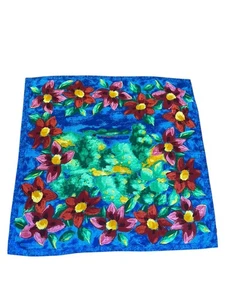 Coach 100% Silk Square Scarf Made In Italy Watercolor Floral 33” RARE - Picture 1 of 5