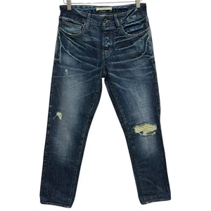 Pantalones de mezclilla Norman Russell lavado oscuro desgastados rasgados botón mosca para hombre talla 32 - Imagen 1 de 10