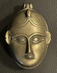 Vintage Hindu Gauri Parvati Face Head Metal Statue Trinket Powder Hinged Box - Picture 1 of 7