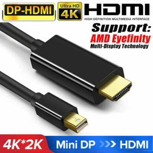4K 1080p Mini Display Port DP To HDMI Male Adapter Cable For PC HDTV Laptop TU - Picture 1 of 5