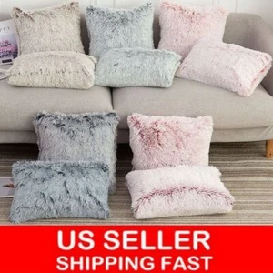 Velvet Plush Fur Faux Pillow Case Bed Sofa Waist Throw Cushion Cover Home Decor - Picture 1 of 18