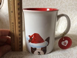 I love my Frenchie French bulldog Fringe Mug Cup NEW w Tag Santa hat Christmas - Picture 1 of 8