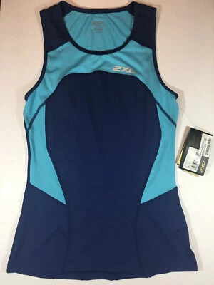 2XU Women’s Active Tri Singlet Blue Atoll / Navy Blue - Image 1 of 4