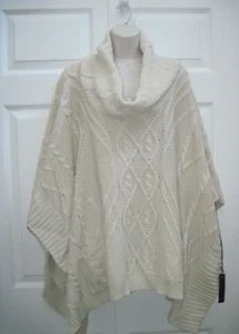 BCBG MAXAZRIA Para mujer L/XL BEIGE Poncho Suéter Gran Tamaño Tejido por Cable Nuevo con Etiquetas - Imagen 1 de 12