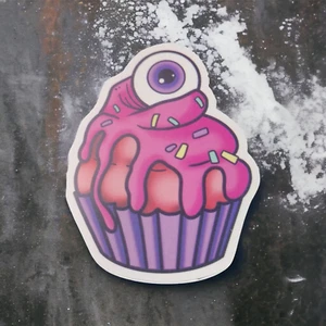 Eyeball Cupcake Pink Purple Sticker Spooky Pastel Goth Cute Creepy Punk Scary - Picture 1 of 2