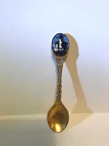 COQUILLE LIGHT HOUSE, OREGON, SOUVENIR SPOON, GOLD-TONE, MADE IN CANADA - Picture 1 of 10
