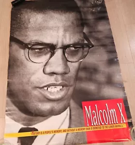 Malcolm X Black & White Photo 1997 Poster Wall Art Vintage 90s 36" x 24" Approx - Picture 1 of 9