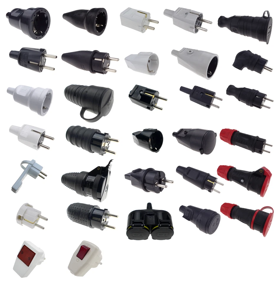 ABL Schukostecker Schukokupplung Gummistecker Winkelstecker Doppelkupplung