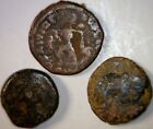 3 Ancient Roman Bronze Coins Provincial 3 Coin Lot Circa 100 Ad -400 Ad Low Ship