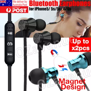 Sweatproof Wireless Bluetooth Magnetic Earphones Headphones Sport Gym - Picture 1 of 14