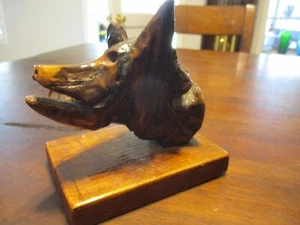 artist made unique and rare wooden sculpture of wolf's head by Eleanor Gabriel - Picture 1 of 10
