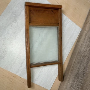 Washboard Vintage Victory No 508 Wood Ribbed Glass Washboard 18 Inch - Picture 1 of 7