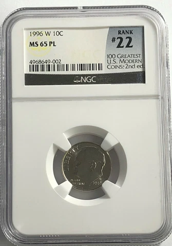 1996 W ROOSEVELT DIME NGC MS65 PL # 22 OF 100 GREATEST US MODERN COIN PROOF LIKE Cover