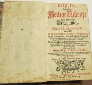Thick Antique 1739 GERMAN BIBLE Martin Luther - Foto 1 di 12