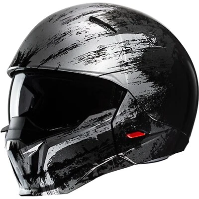 HJC Motorrad Helm S - i20 Furia Jethelm mit Kinnteil - schwarz-silber - Bild 1 von 4